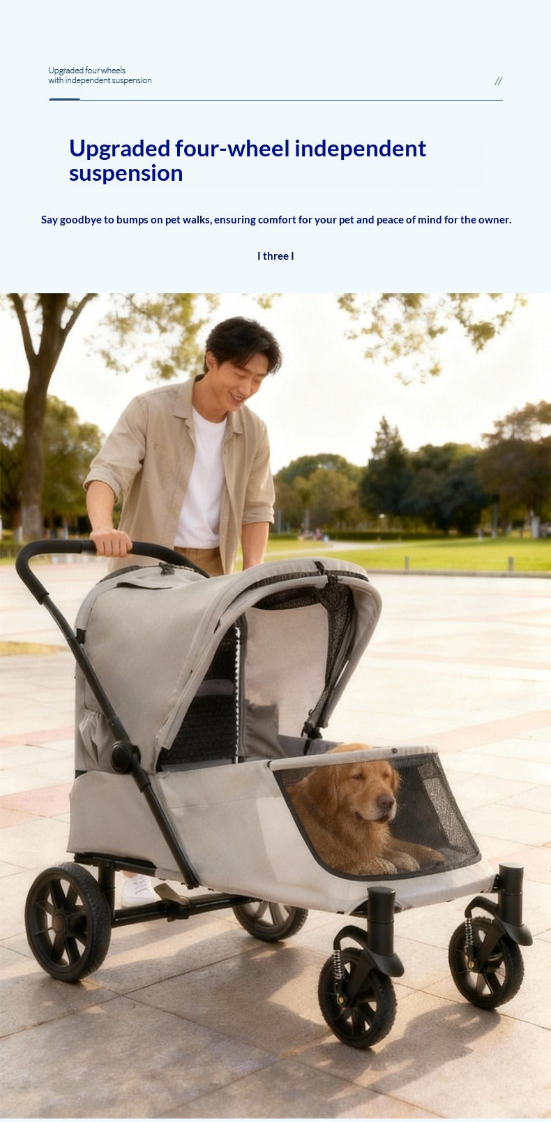 Foldable Pet Stroller with Ramp for Senior Cats & Small Dogs