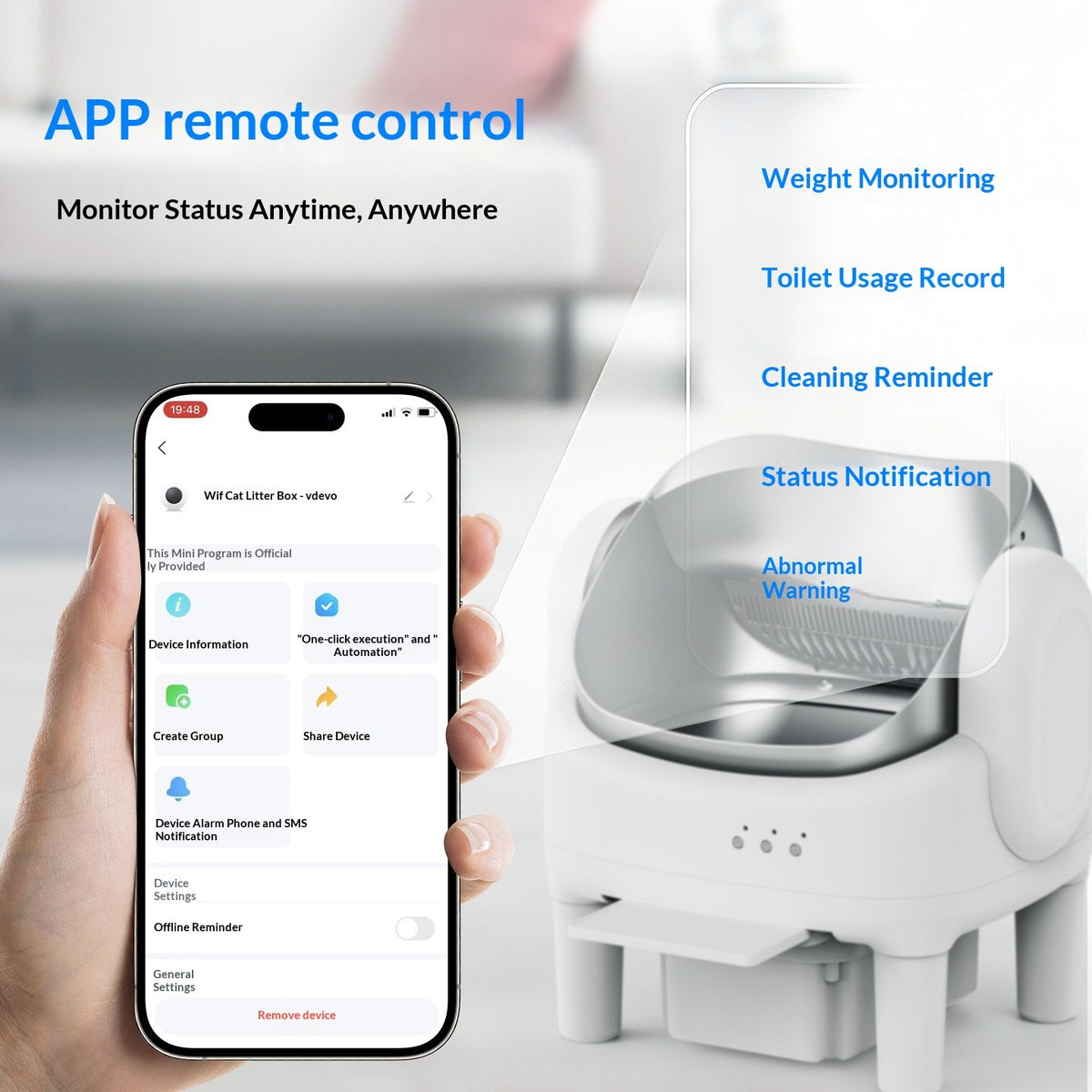 Remote-Controlled Automatic Litter Box Robot