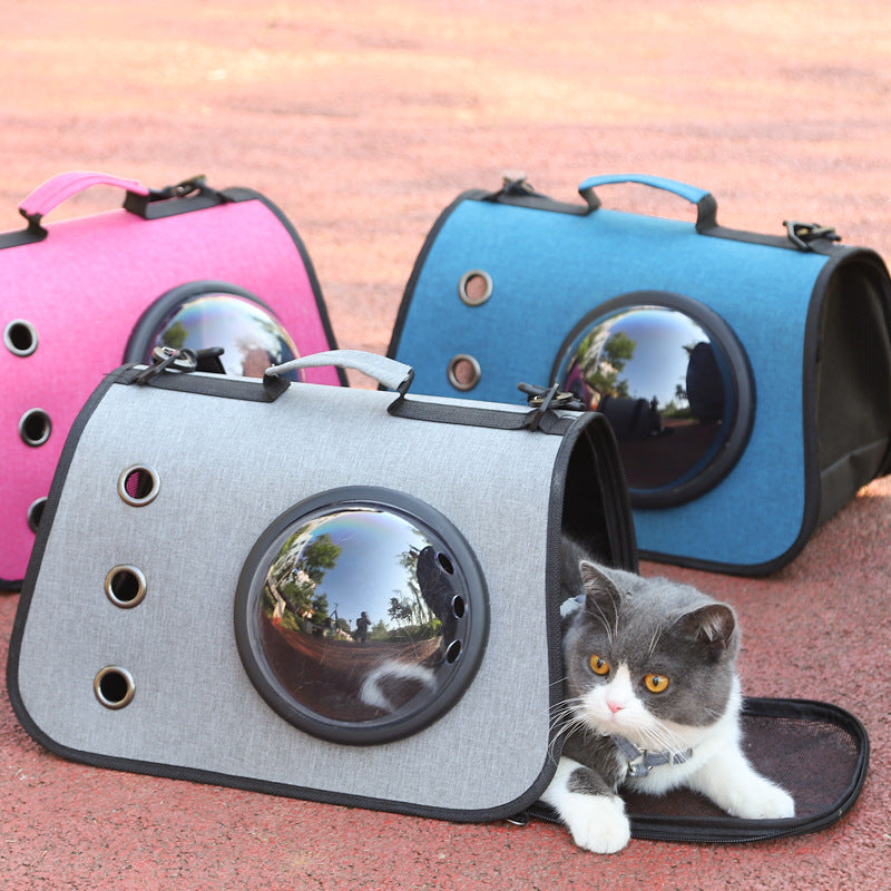 Foldable Cat Backpack with Breathable Mesh Design