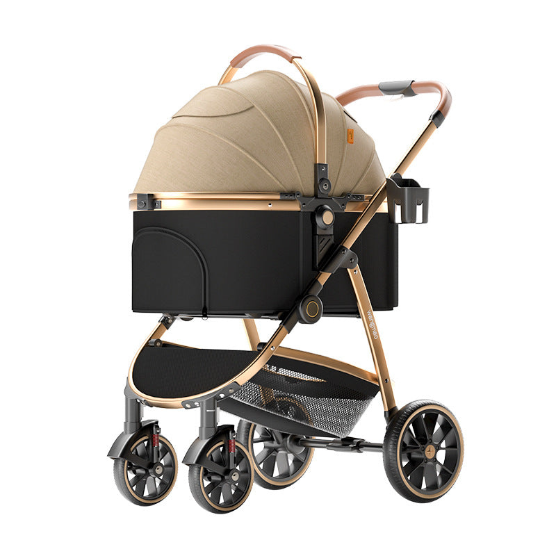 Luxury Medium Dog Pet Stroller - Folding Aluminum Frame
