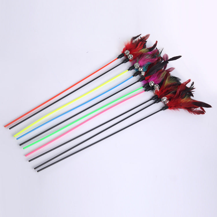 Large Feather Cat Teaser Wand with Bell Toy