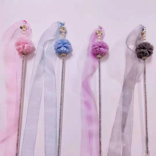Cat Toy with Feather Wand and Pom-Pom Ball